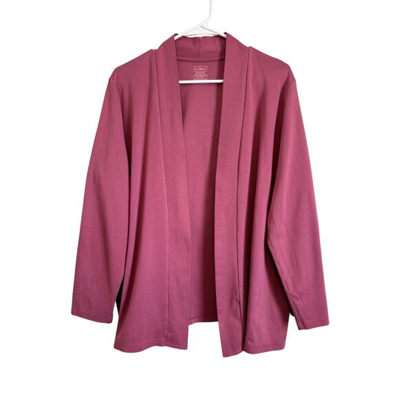 L.L.Bean Tops - L.L Bean Open Front Cardigan Pink Rose 100% Pima Cotton Pockets 2X Preppy